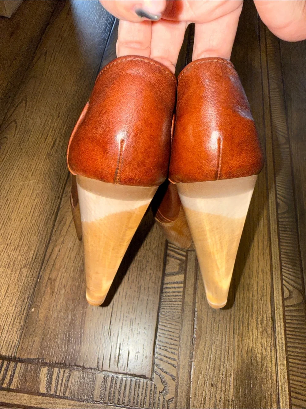 Chloe Brown Leather and Lucite Peep-Toe Chunky Platform Heels 2010